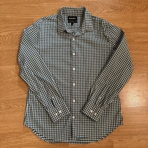 Bonobos Shirt Men's Large Green Plaid Slim Fit Performance Nylon Blend Stretch
